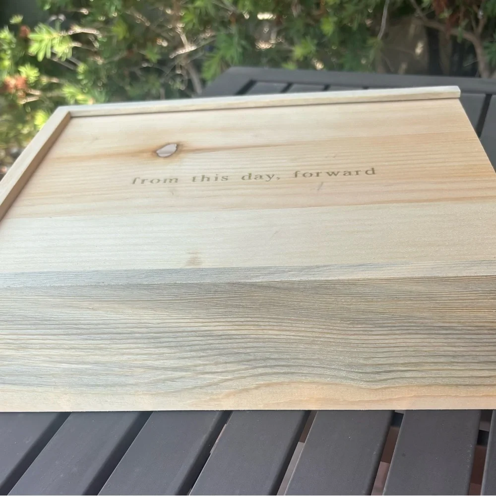 Artifact Uprising Reclaimed Wood Keepsake Box Gold Engraving 8x11 NWT Giftable